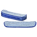 Mop Heads | Rubbermaid Commercial FGQ80000WH00 18 in. x 5.5 in. Microfiber Finish Pad - Blue/White (6/Box) image number 4