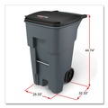 Outdoor Waste Receptacles | Rubbermaid Commercial FG9W2100GRAY 65 Gallon Square Polyethylene Brute Rollout Heavy-Duty Waste Container - Gray image number 2