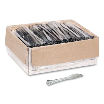  | WNA WNA 630155 7 1/2 in. Reflections Design Heavyweight Plastic Knives - Silver (600/Carton)