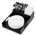 Cutlery Dispensers | Mind Reader PSNAPUT-BLK 15.2 in. x 11.5 in. x 4.45 in. Network Collection Utensil, Napkin and Plate Countertop Plastic Organizer - Black image number 2