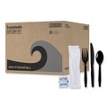 Cutlery Kits | Boardwalk BWKFKTNSMWPSBLA 6-Piece Condiment/Fork/Knife/Napkin/Teaspoon Cutlery Kit - Black (250/Carton) image number 2