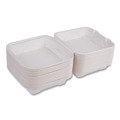 Food Containers & Lids | Eco-Products EP-HC81 Vanguard 8 in. x 8 in. x 3 in. Compostable Sugarcane Clamshells - White (200/Carton) image number 0