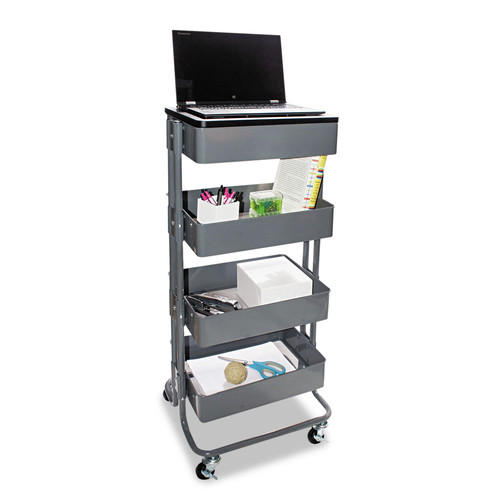 Sit-Stand Desks | Vertiflex VF51025 15.25 in. x 11 in. x 18.5 in. to 39 in. Adjustable Multi-Use Storage Cart and Stand-Up Workstation - Gray image number 0
