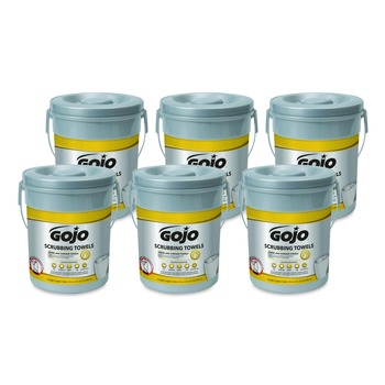 GOJO Industries 6396-06 10.5 in. x 12 in. 2-Ply Hand Cleaning Scrubbing Towels - Silver/Yellow (6/Carton)