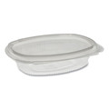 Food Containers & Lids | Pactiv Corp. 0CA910080000 EarthChoice 4.92 in. x 5.87 in. x 1.32 in. 8 oz. Plastic Recycled PET Hinged Container - Clear (200/Carton) image number 0