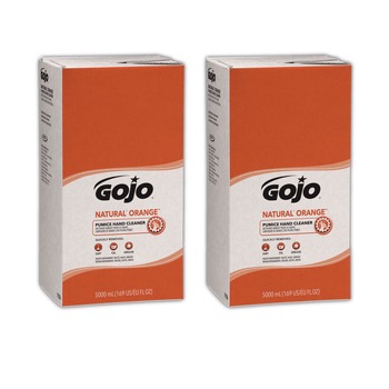 GOJO Industries 7556-02 5000 mL NATURAL ORANGE Pumice Hand Cleaner Refill - Citrus Scent (2/Carton)