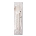 Cutlery Kits | WNA EPS005 EcoSense Renewable PSM Wrapped Plastic Fork/Knife/Napkin/Spoon Cutlery Kit - White (250/Carton) image number 3