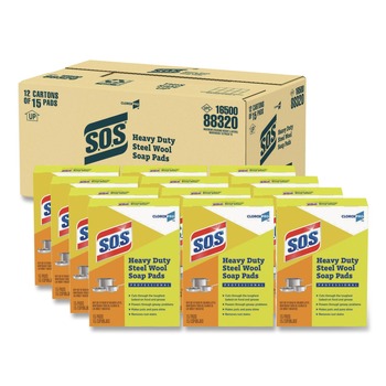 PRODUCTS | S.O.S. 88320 2.4 in. x 3 in. Steel Wool Soap Pads (15 Pads/Box 12 Boxes/Carton)