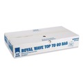 Specialty Bags | AmerCareRoyal RPWB1919 19 in. x 9.5 in. x 19 in. Take-Out Labeling Cut-Out Handles Wave Top To-Go Bags - White/Blue/Red (500/Carton) image number 1