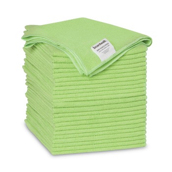 Boardwalk 2164037 16 in. x 16 in. Microfiber Cleaning Cloths - Green (24/Pack)