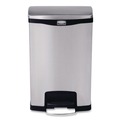 Indoor Waste Receptacles | Rubbermaid Commercial 1901992 Slim Jim 13-Gallon Front Step Style Stainless Steel Step-On Container - Black image number 1