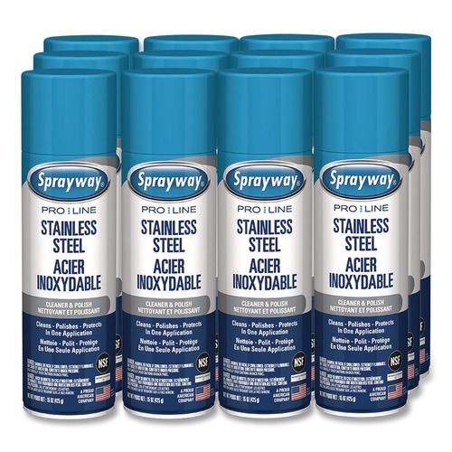 Stainless Steel Cleaners | Sprayway PRO LINE 1000058639 15 oz Stainless Steel Cleaner and Polish (12/Carton) image number 0
