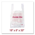 T-Sacks & Thank You Bags | Barnes Paper Company 18830THYOU 18 in. x 8 in. x 30 in. Thank You High-Density Shopping Bags - White/Red (500/Carton) image number 2
