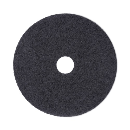 Floor Pads-Stripping | Boardwalk BWK4019BLA 19 in. Diameter Stripping Floor Pads - Black (5/Carton) image number 0