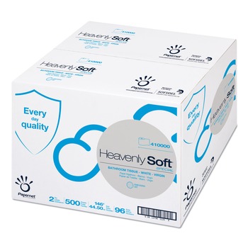 CLEANING CLOTHS AND WIPES | Papernet 410000 Heavenly Soft Toilet Tissue Septic Safe 2-Ply White 3.5-in x 146 ft 500 Sheets/Roll 96 Rolls/Carton