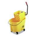 Buckets & Wringers | Rubbermaid Commercial FG758088YEL 35 qt. WaveBrake 2.0 Side-Press Plastic Bucket/Wringer Combos - Yellow image number 1