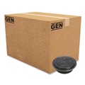 Food Containers & Lids | GEN FCPP-BC-32RND 7.28 in. x 7.28 in. x 2.55 in. 32 oz. Plastic Microwavable Food Container with Lid - Round Black/Clear (150/Carton) image number 0