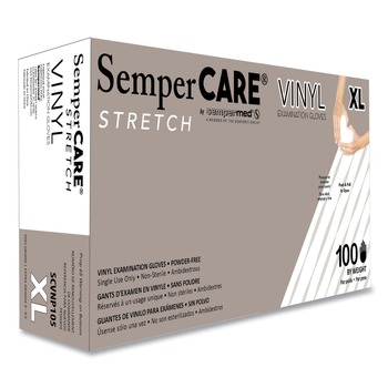  | SemperCare SCVNP105 Stretch Vinyl Examination Gloves - X-Large, Cream (1000/Carton)