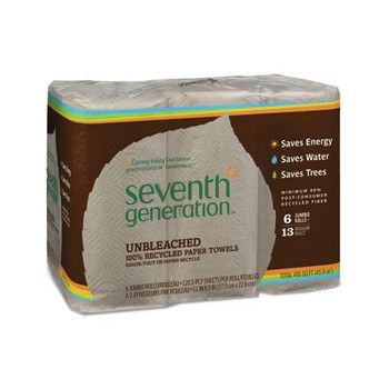 Seventh Generation SEV 13737 2-Ply 11 x 9 Natural Unbleached 100 Percent Recycled Paper Kitchen Towel Rolls (4/Carton)