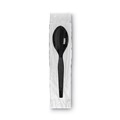 Disposable Spoons | Dixie TM5W540 Grab&rsquo;N Go Wrapped Cutlery Teaspoons - Black (90/Box, 6 Box/Carton) image number 0