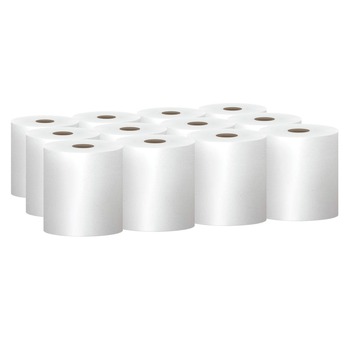 Scott 01052 8 in. x 800 ft. 1.5 in. Core 1-Ply Essential 100% Recycled Fiber Hard Roll Towel - White (12 Rolls/Carton)