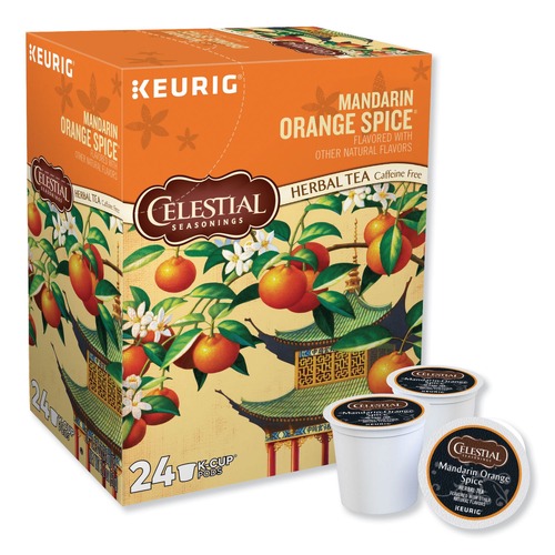 Coffee - Caffeinated | Celestial Seasonings 5000330011 Mandarin Orange Spice Herb Tea K-Cups (24/Box) image number 0
