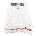 Mop Heads | Rubbermaid Commercial FGA21206WH00 Web Foot Shrinkless Looped-End Cotton/Synthetic Wet Mop Head - Medium, White (6/Carton) image number 0