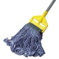 Mop Heads | Rubbermaid Commercial FGC15206BL00 Swinger Loop Medium Cotton/Synthetic Wet Mop Head - Blue (6/Carton) image number 1