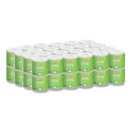 Perforated Roll & Hand Towels | Marcal 6079 2 Ply 100% Recycled Septic Safe Bath Tissues - White (48/Carton) image number 0