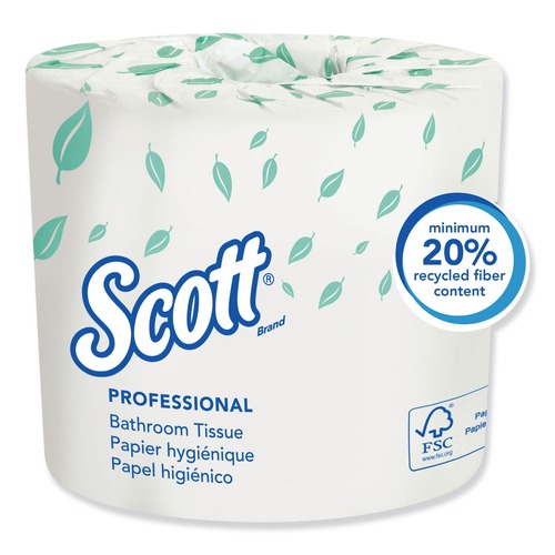 Perforated Roll & Hand Towels | Scott 04460 2-Ply Septic Safe Essential Standard Roll Bathroom Tissue for Business - White (550/Roll) image number 0