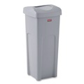 Indoor Waste Receptacles | Rubbermaid Commercial 2143862 Universal Square Trash Can with Swing Lid 23 gal Plastic Gray image number 0