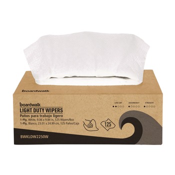 Boardwalk LDW2250W 9.84 in. x 9.06 in. 1-Ply Paper Wipers - White (18 Boxes/Carton)