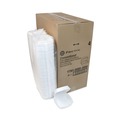Food Containers & Lids | Pactiv Corp. YTH100800000 6.38 in. x 6.38 in. x 3 in. Foam Hinged Lid Container With Single Tab Lock - White (500/Carton) image number 3