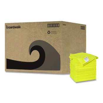 Boardwalk 2164039 16 in. x 16 in. Microfiber Cleaning Cloths - Yellow (24/Pack)