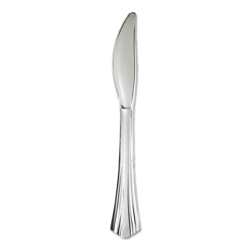 Disposable Knives | WNA WNA 630155 7 1/2 in. Reflections Design Heavyweight Plastic Knives - Silver (600/Carton) image number 0