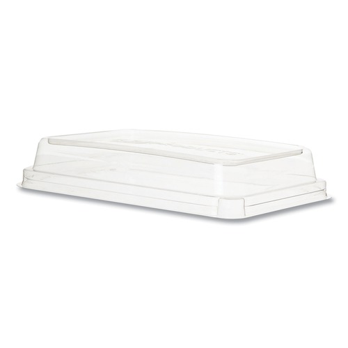 Food Containers & Lids | Eco-Products EP-SCRC107LID-R 10.82 in. x 10.71 in. x 1.83 in. Worldview 100% Recycled Content Plastic Lid - Clear (200/Carton) image number 0