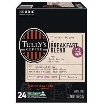 Tully's Coffee 5000330027 Coffee K-Cups - Breakfast Blend (24/Box)