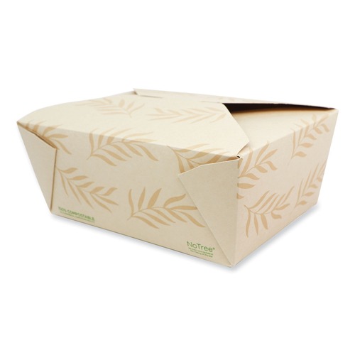 Food Containers & Lids | World Centric TO-NT-4 6.25 in. x 8.7 in. x 3.5 in. 95 oz. Sugarcane No Tree Folded Takeout Containers - Natural (160/Carton) image number 0