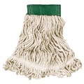 Mop Heads | Rubbermaid Commercial FGD25206WH00 Super Stitch Looped-End Cotton/Synthetic Wet Mop Head - Medium, Green/White (6/Carton) image number 1
