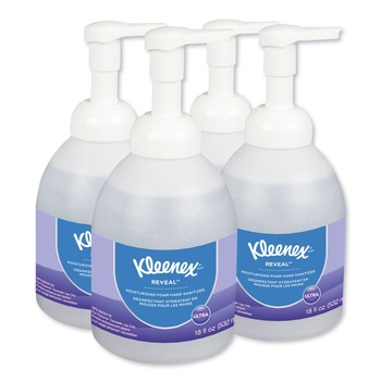 Kleenex 45826 Reveal 18 oz. Bottle Ultra Moisturizing Foam Hand Sanitizer - Fragrance-Free (4/Carton)