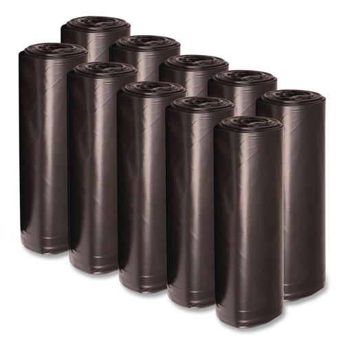 Low-Density Trash Bags | Boardwalk X7658XKKR01 38 in. x 58 in. 60 gal. 1.6 mil Recycled Low-Density Polyethylene Can Liners - Black (100/Carton) image number 0