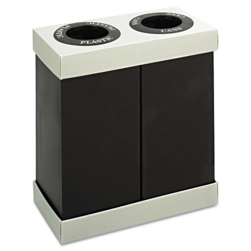 Indoor Waste Receptacles | Safco 9794BL At-Your-Disposal Two 28-Gallon Bin Recycling Center - Black image number 0