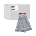 Mop Heads | Boardwalk BWK553 Rayon/Polyester Wide Floor Finish Mop Head - Large, White/Blue (12/Carton) image number 1