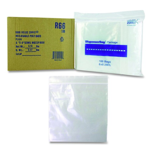 Food & Utility Bags | Fantapak MGP MGZ2P0606 Reloc Zippit 6 in. x 6 in. Plastic Zipper Bags - Clear (1000/Box) image number 0