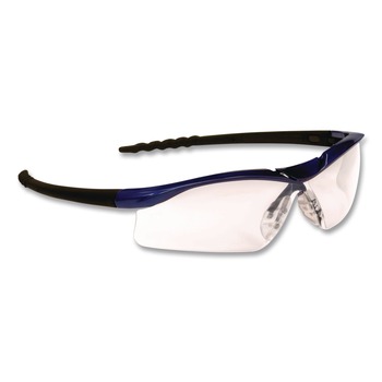 MCR Safety DL310AF Dallas Wraparound Safety Glasses - Metallic Blue Frame/Clear Anti-Fog Lens