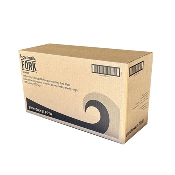 Boardwalk BWKFORKBLPPIW Mediumweight Wrapped Polypropylene Plastic Fork Cutlery - Black (1000/Carton)
