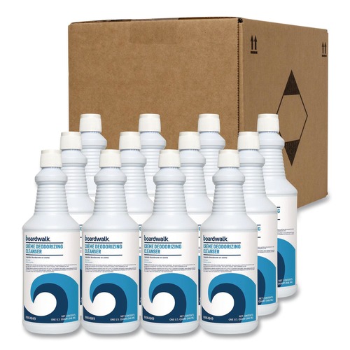 All Purpose Cleaners & Degreasers | Boardwalk BWK4849 32 oz Creme Deodorizing Cleanser - Mint Scent (12/Carton) image number 0