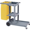 Perforated Roll & Hand Towels | Boardwalk JC1945SBWK23 19 in. x 45 in. x 39 in. 4 Shelves 1 Bin Plastic Janitor's Cart - Gray image number 1