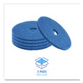Floor Pads-Stripping | Boardwalk BWK4013BLU 13 in. Diameter Scrubbing Floor Pads - Blue (5/Carton) image number 3