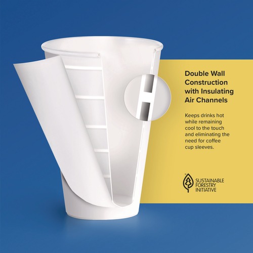 Cups | SOLO DWTG12W Thermoguard 12 oz. Sustainable Forest Print Insulated Paper Hot Cups - White (600/Carton) image number 0